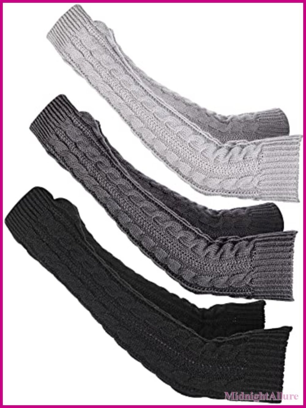 Knit Fingerless Arm Warmers Long Thumb Hole Wrist Warmers Y2K Goth